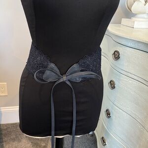 Navy Burano lace and leather Sash S/M